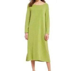 Bryn Walker Green Lagenlook Minimalist Midi Long Sleeve Robbie Dress size Medium